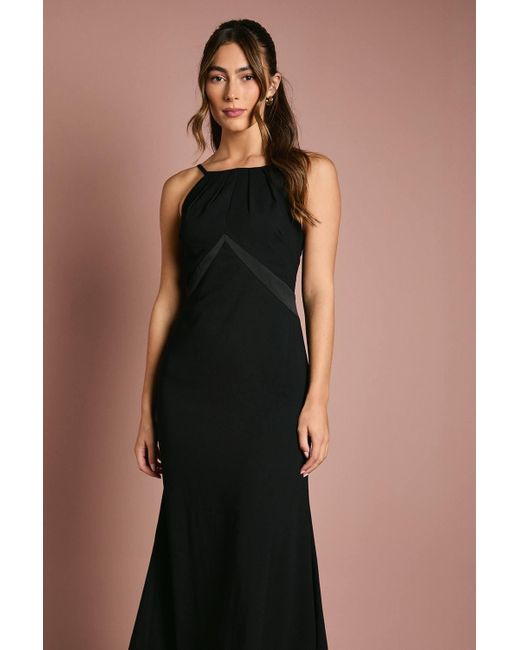 Coast Black Halter Maxi Bridesmaid Dress With Back Sash Detail