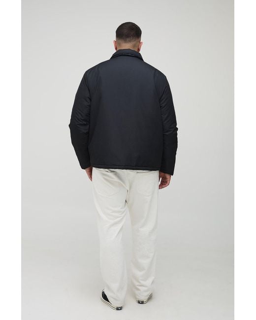 BoohooMAN Plus Regular Fit Padded Collared Coach Jacket in Blue für Herren
