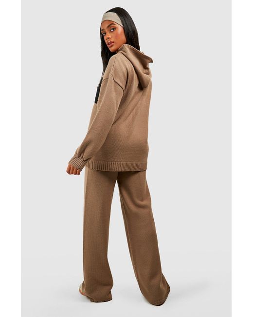 Boohoo Natural Dsgn Oversized Hoody And Wide Leg Trouser Set