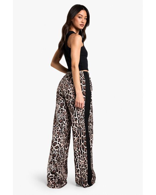 Boohoo Black Tall Side Stripe Drawstring Wide Leg Trousers