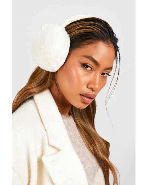 Boohoo White Fluffy Ear Muff