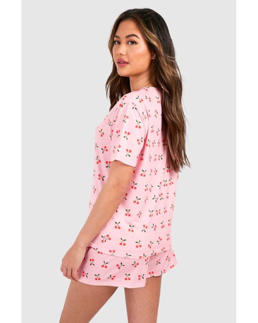 Cherry Short Pyjama Set Boohoo de color Pink