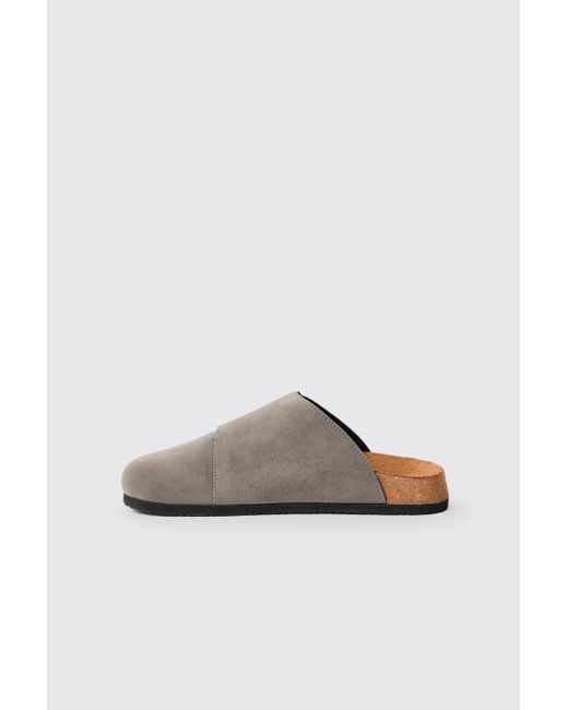BoohooMAN Gray Faux Suede Cross Over Strap Mule In Mauve for men