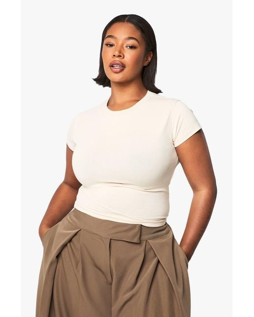 Boohoo White Plus Basics Fitted Top