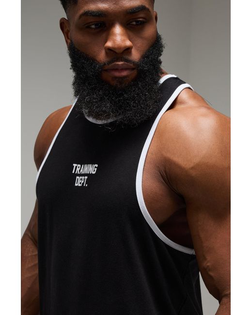 BoohooMAN Man Active Training Dept Ringer vesttop in Black für Herren