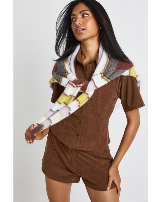 Cord Mini Short Boohoo de color Brown