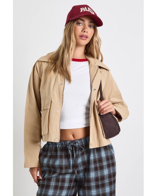 Boohoo Natural Cropped Utility Jacket