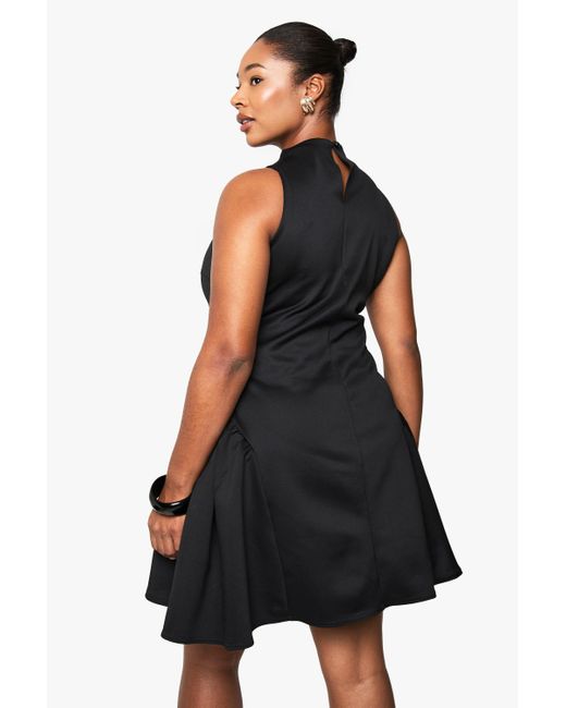 Boohoo Black Plus Structured Volume Skater Dress