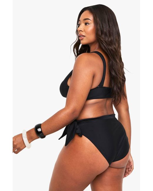 Boohoo Black Plus Wrap Bikini Top