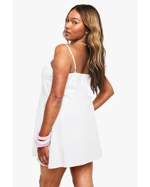 Boohoo White Plus Button Down Smock Dress