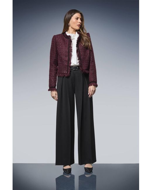 Wallis Purple Boucle Trim Detail Jacket