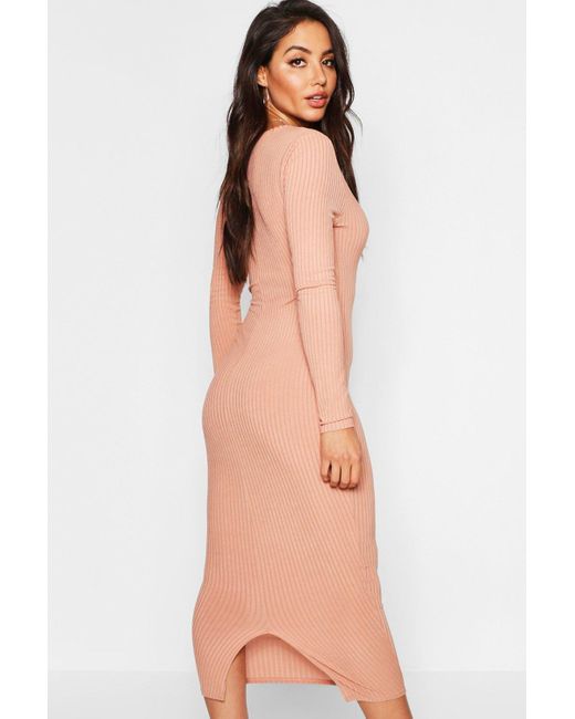 Boohoo Jumbo Rib Notch Neck Midaxi 
