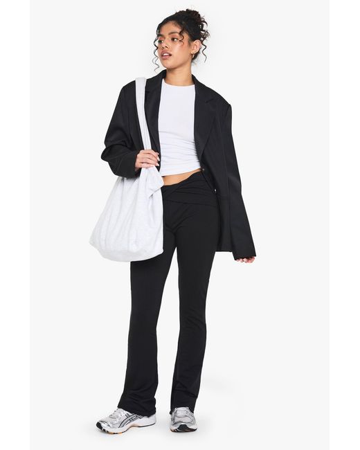 Pantalón De Campana De Tela Jersey Y Tela Doble Con Nudo Boohoo de color Blue