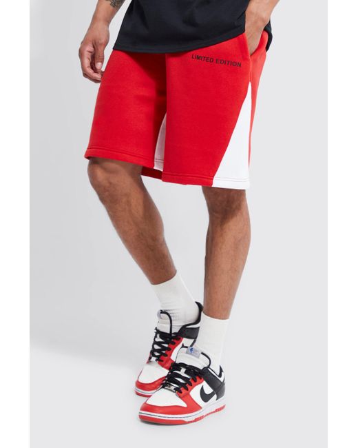 Boohoo Limited Edition Oversized Contrast Gusset Short in Red for Men ...