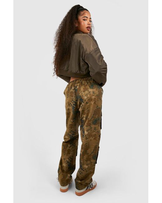 Boohoo Green Camouflage Multi Pocket Relaxed Fit Cargo Pants