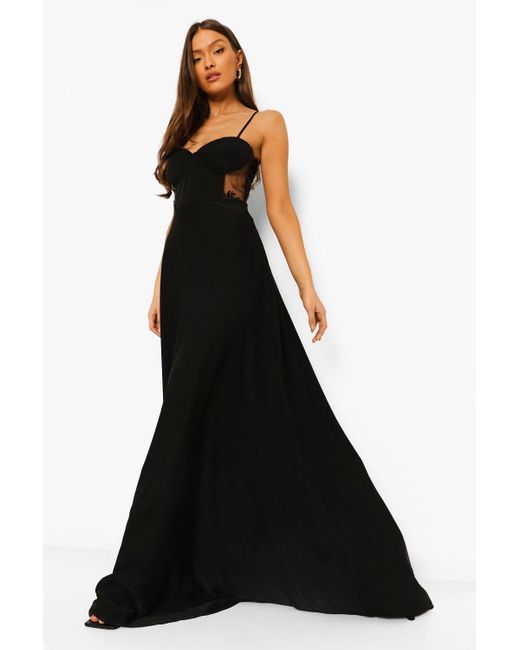 Boohoo Contrast Lace Corset Maxi Dress 