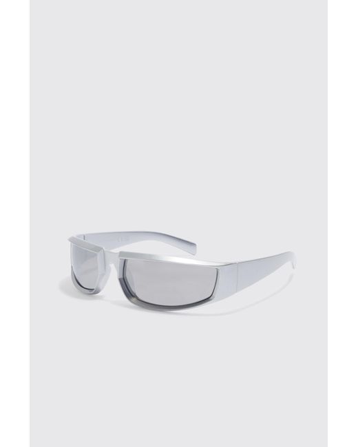 BoohooMAN Racer Wrap Sunglasses in White für Herren