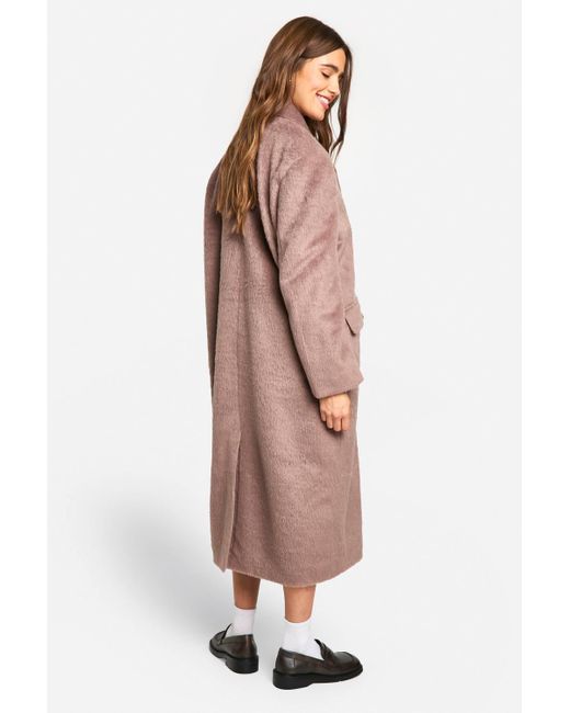 Boohoo Pink Oversized Double Breasted Wool Look Coat