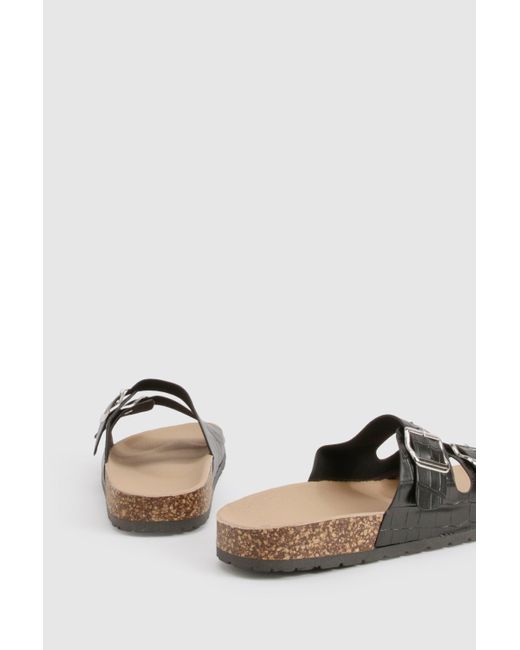 Sandalias Con Hebilla Doble Boohoo de color Natural