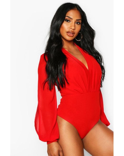 Wrap Chiffon Sleeve Bodysuit 2025
