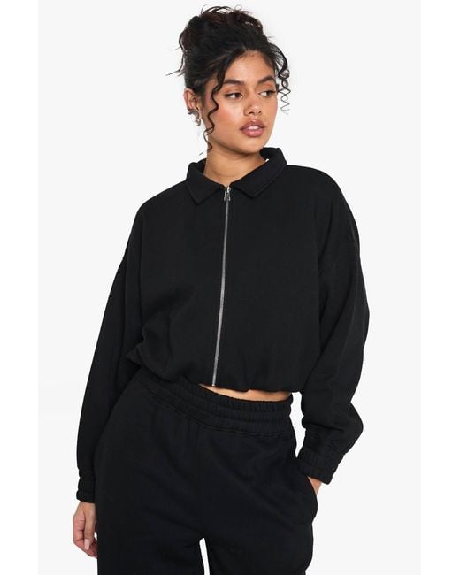 Boohoo Blue Collared Bomber Jacket
