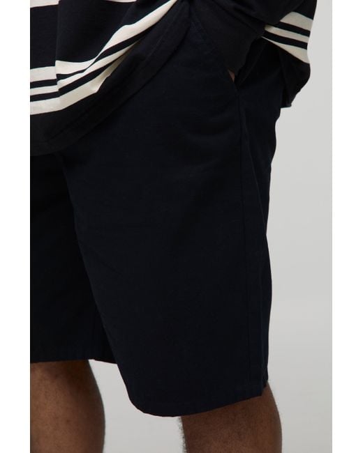 BoohooMAN Plus lockere Chino-Shorts in Black für Herren