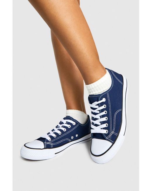 Boohoo Blue Canvas Low Sneakers