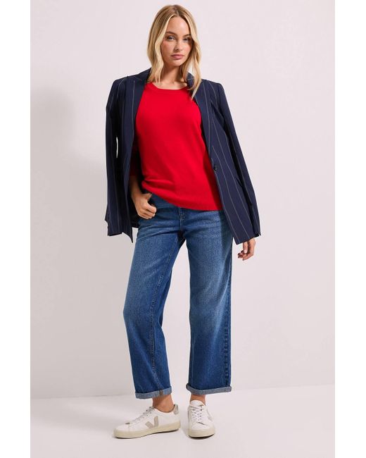 Dorothy Perkins Red Crew Neck Button Cuff Sweater