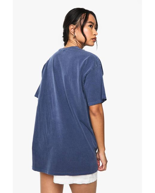 Boohoo Blue Padel Club Graphic Overdyed Oversized T-Shirt