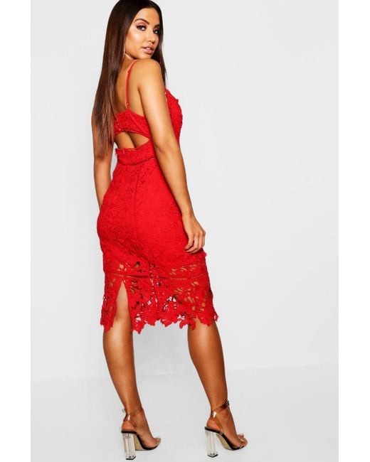 boohoo red midi dress