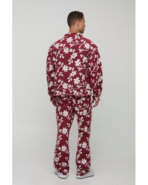 Pantalón Tall De Campana Con Estampado De Flores Estilo Tapiz Boohoo de color Red