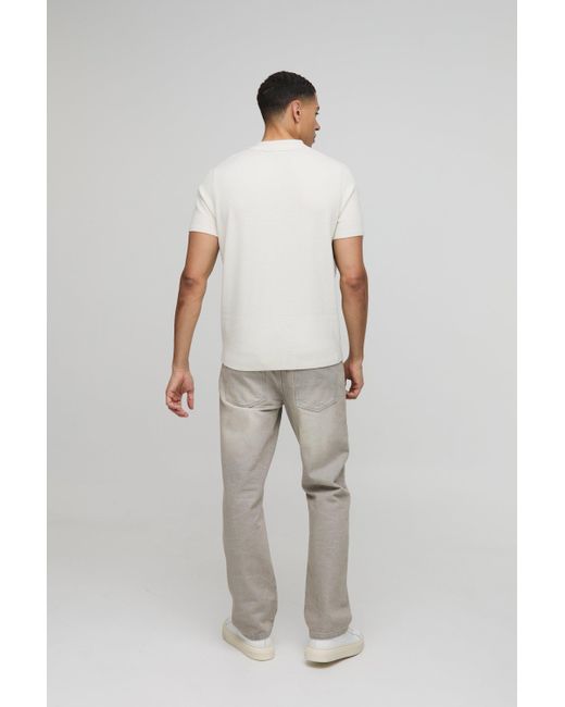 Polo Regular De Punto Con Botones En El Cuello Boohoo de color White