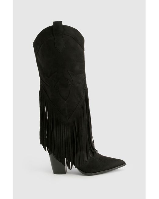 Botas Camperas Estilo Western Con Borlas Boohoo de color Black