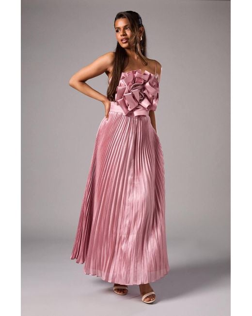 forever 21 long maxi dresses Lace-Trim Satin Floral Maxi Dress PINK/MULTI / XS
