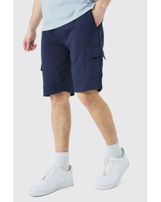 BoohooMAN Blue Tall Loose Fit Cargo Jersey Short for men