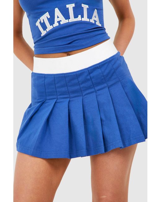 Italia Set Mini Pleated Tennis Skirt Boohoo de color Blue