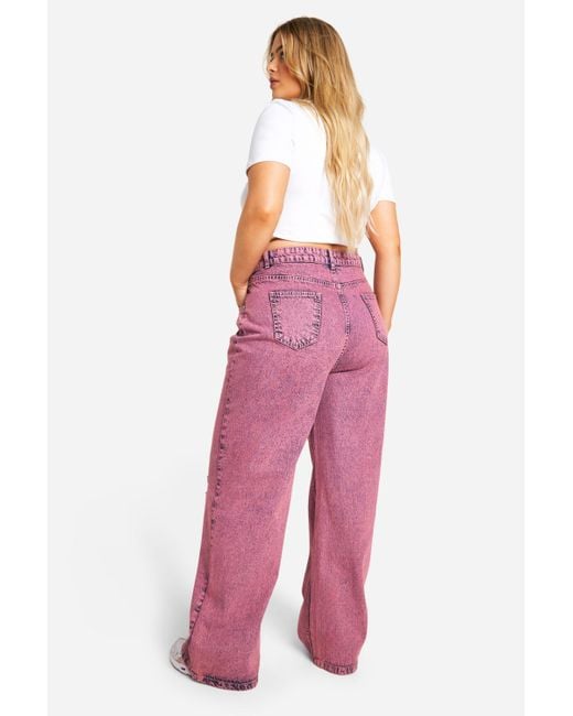 Plus Pink Washed Wide Leg Jean Boohoo de color Red
