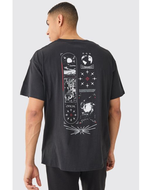 BoohooMAN Black Oversized Space Graphic T-shirt for men