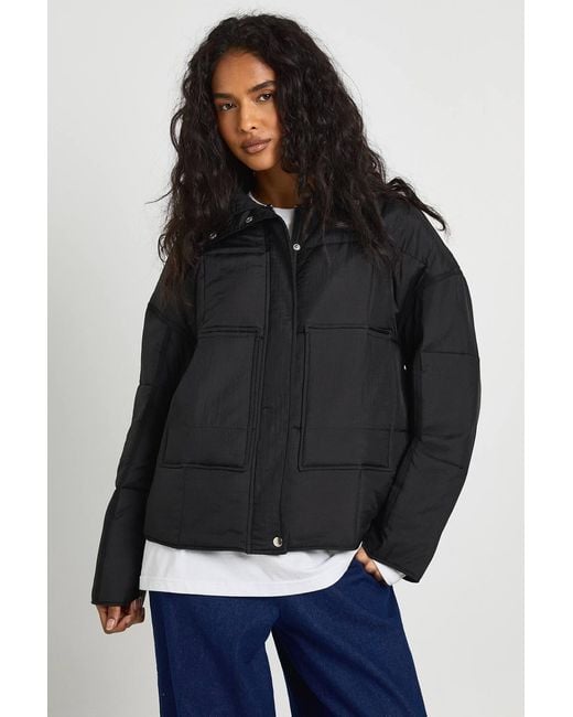 Boohoo Black Square Quilted Puffer Jacket