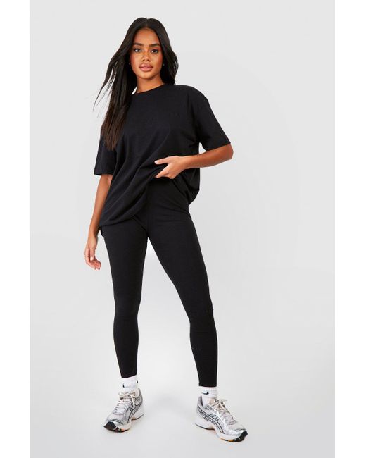 Boohoo Black Oversized T-shirt And Legging Set