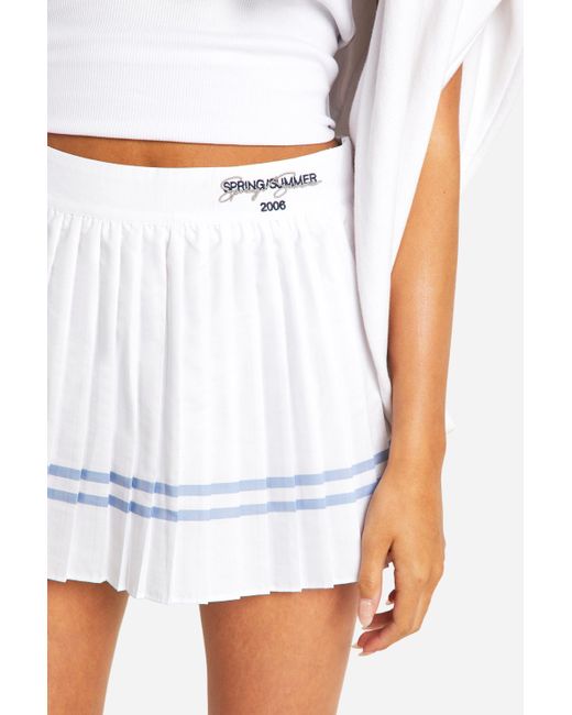 Dsgn Studio Pleated Stripe Tennis Skirt Boohoo de color White