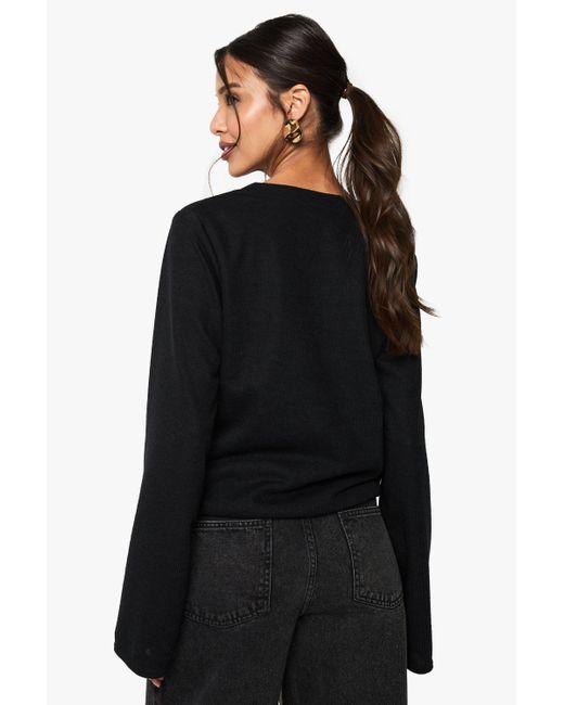 Boohoo Black Textured Button Front Cardigan
