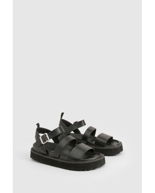 Boohoo Black Double Strap Sporty Dad Sandal