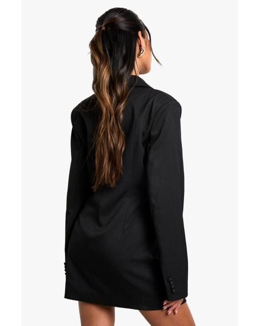 Boohoo Womens Black Structured Oversized Wrap Over Blazer Dress mini dresses Boohoo Womens Black Structured Oversized Wrap Over Blazer Dress mini dresses