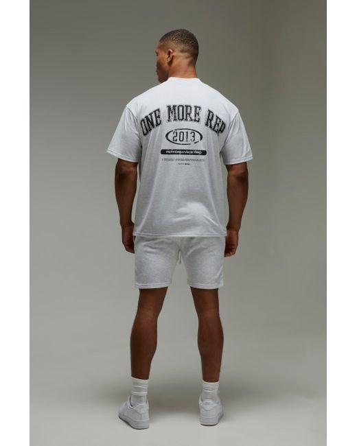Boohoo Gray Active Oversized One More Rep T-Shirt & Short Set