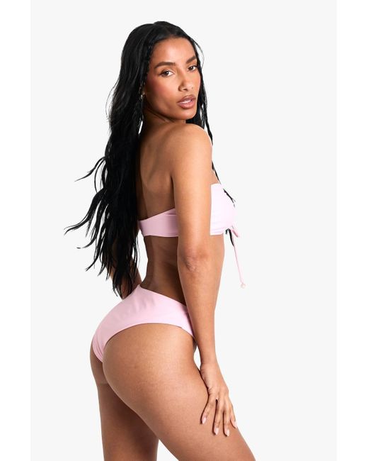 Boohoo White Shell Pearl Trim Bandeau Top