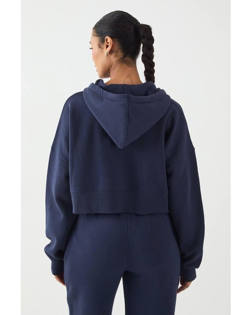 DSGN Studio Blue Contrast Drawcord Boxy Crop Hoodie