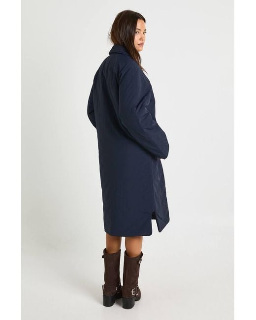 Boohoo Blue Longline Padded Jacket