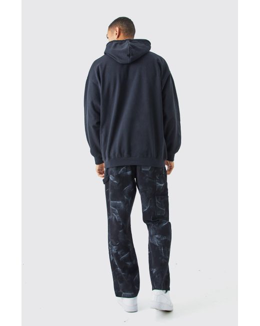 BoohooMAN Oversize Hoodie mit Gothic Homme Print in Blue für Herren