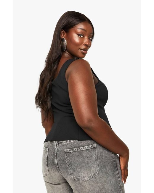 Boohoo Black Plus Double Bengaline Structured Panel Top